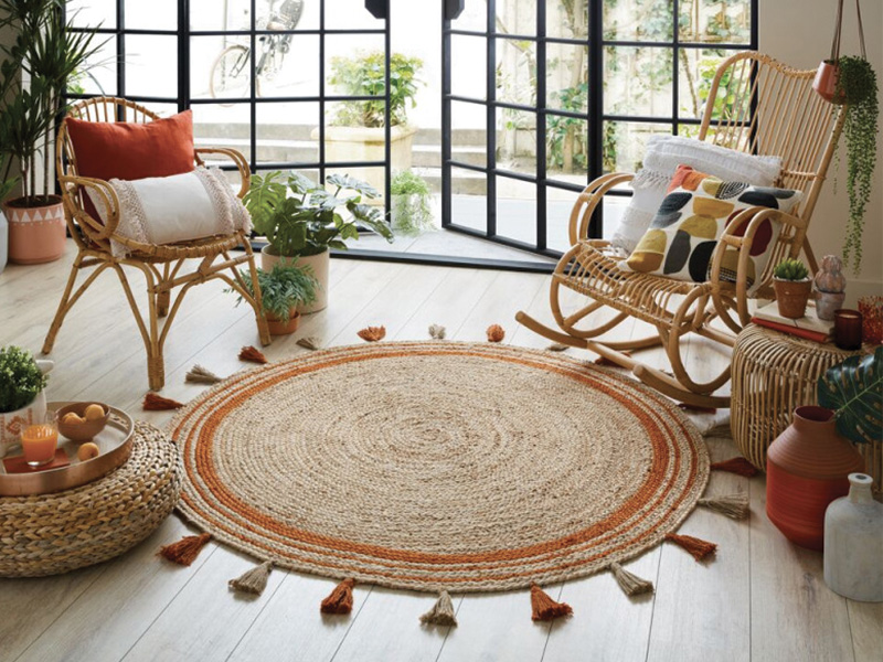 Kruhový jutový koberec